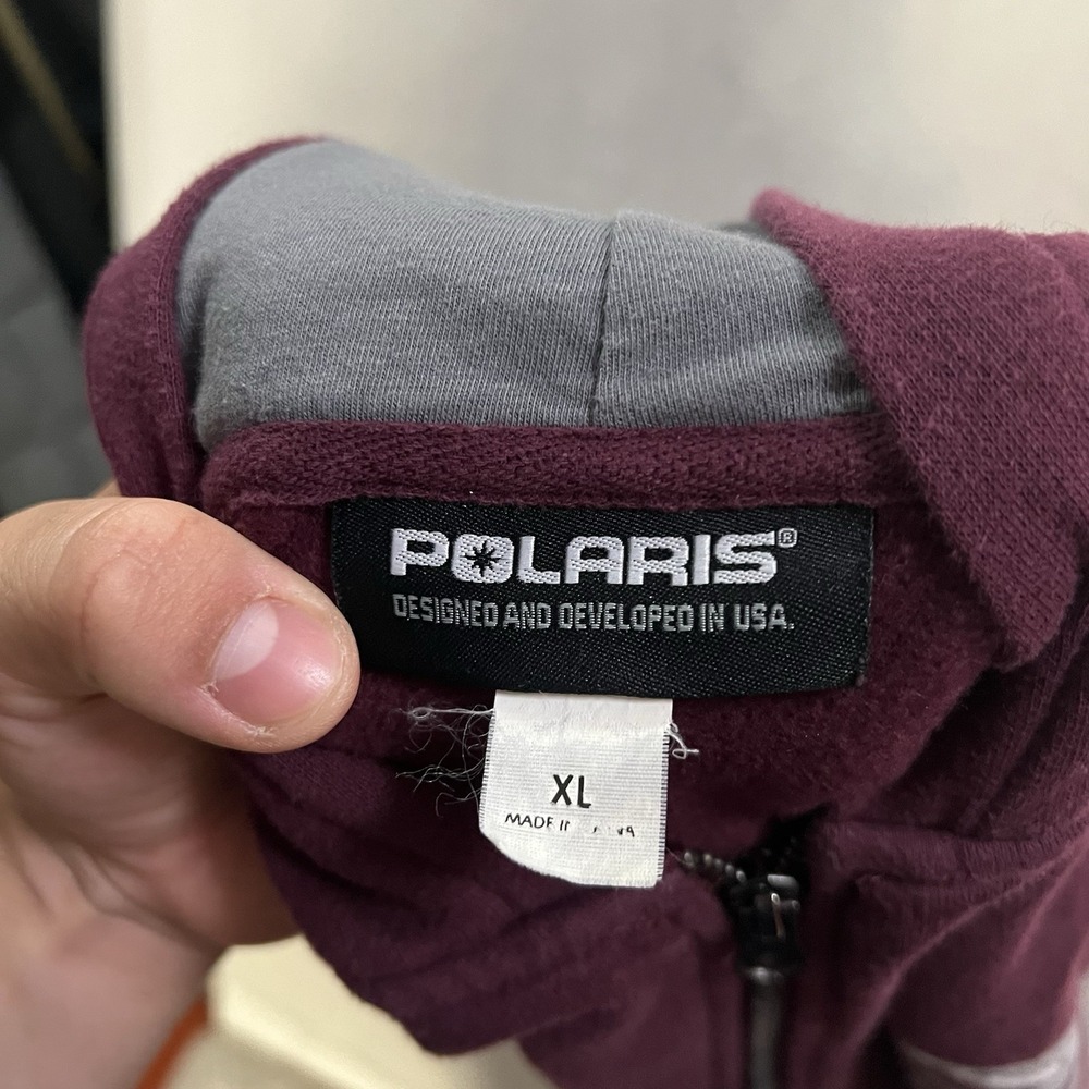 Vintage Polaris RZR Hoodie Men's Size XL Burgundy Drawstrings Pocket Fleece ATV - Picture 3 of 9